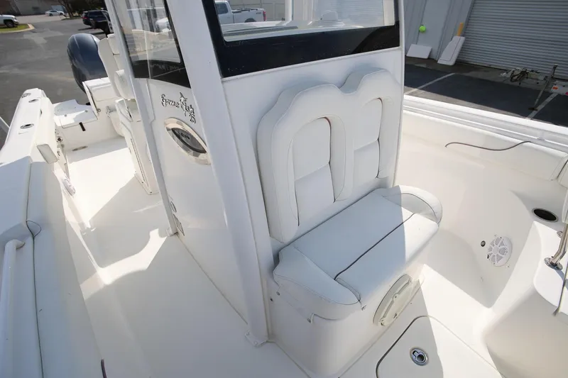Slide: The Image of 2018 Sea Hunt Gamefish 25 boat interior with seating and console details. - 26