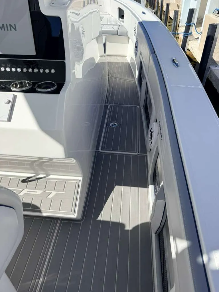 Slide: The Image of Interior view of 2023 Concept 39' Open boat deck. - 19
