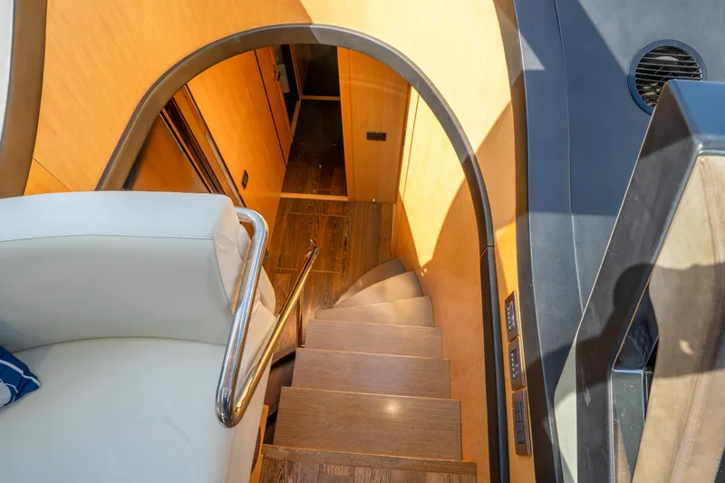 Slide: The Image of Interior staircase of 2014 Sunseeker 68 Sport Yacht with wooden steps and modern design. - 35
