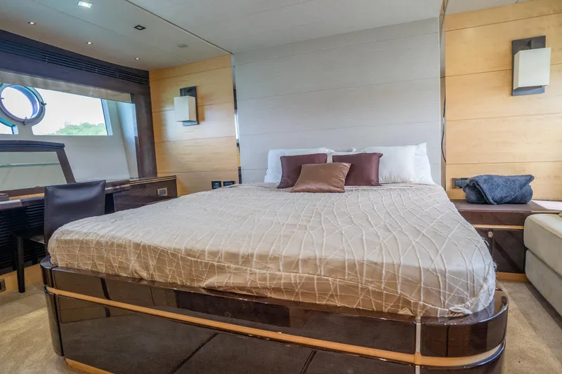 Slide: The Image of Luxurious bedroom interior of 2014 Sunseeker 68 Sport Yacht with modern decor. - 37