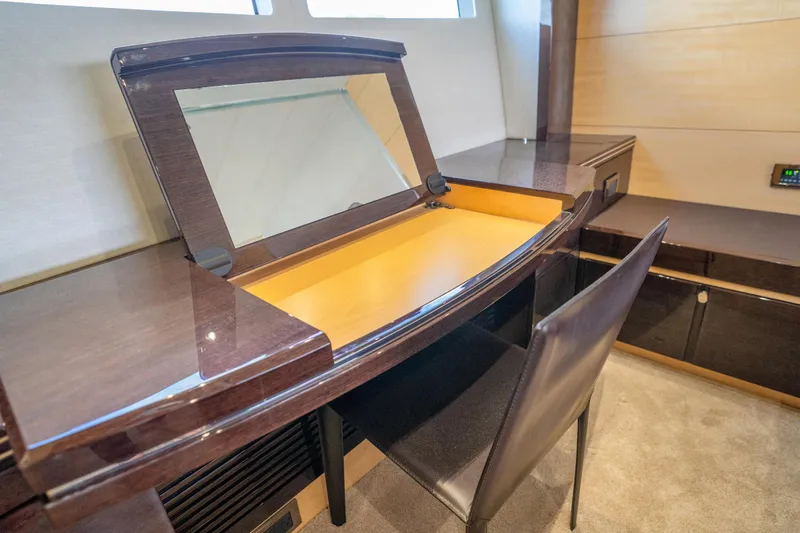 Slide: The Image of Luxurious interior of 2014 Sunseeker 68 Sport Yacht with elegant vanity and chair. - 40