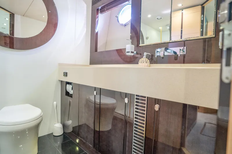 Slide: The Image of Luxurious bathroom interior of 2014 Sunseeker 68 Sport Yacht with modern fixtures. - 41