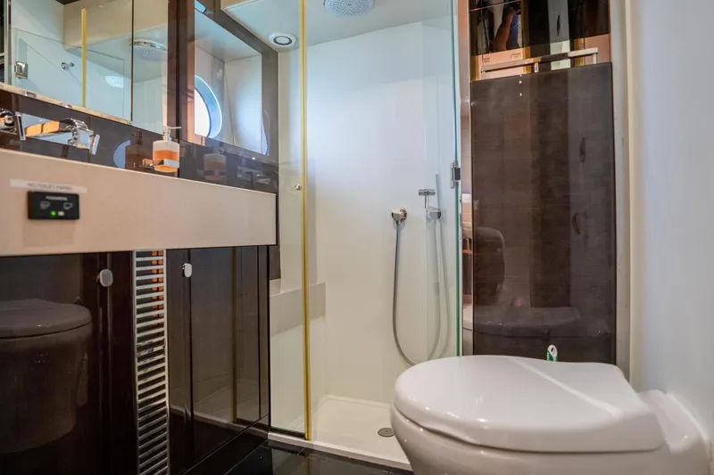 Slide: The Image of Luxurious bathroom in 2014 Sunseeker 68 Sport Yacht with modern fixtures and shower. - 49