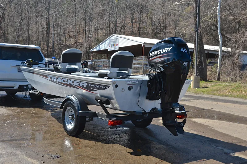 Slide: The Image of 2017 Bass Tracker Pro 16 boat with Mercury 40 engine on trailer. - 12