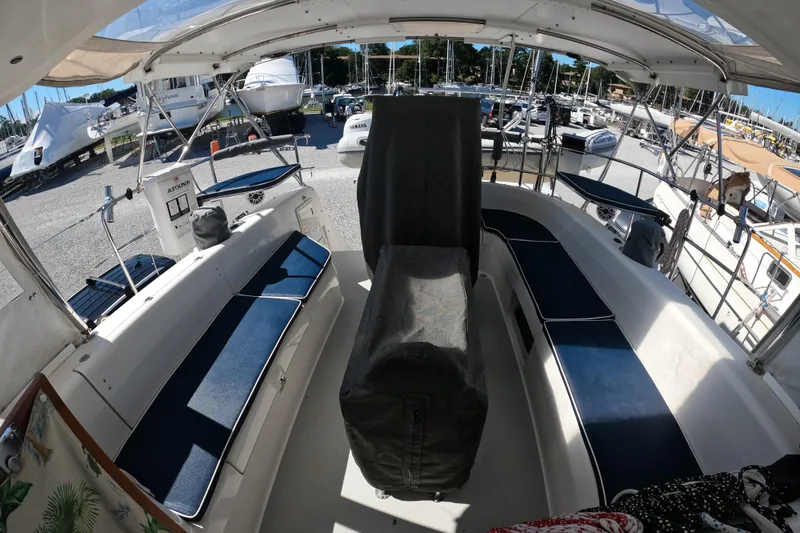 Slide: The Image of Cockpit view of 2005 Catalina Morgan 440 sailboat in marina setting. - 5