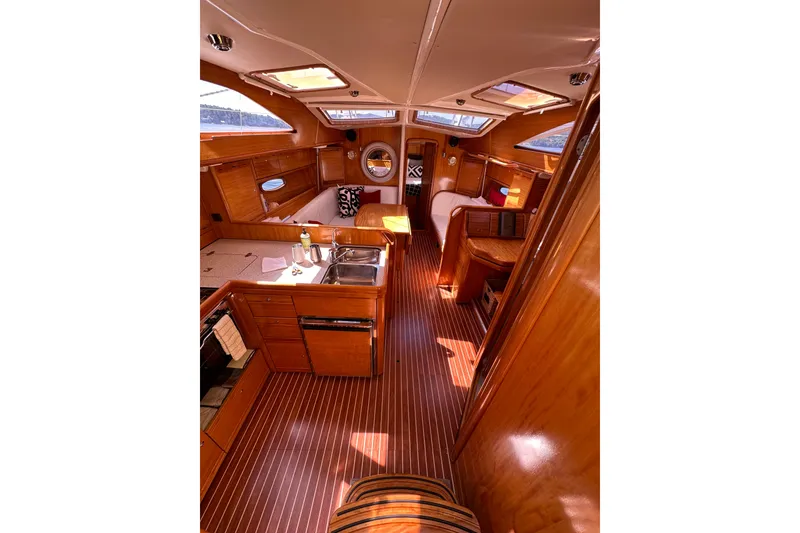 Slide: The Image of Luxurious interior of 2008 Bavaria 40 Vision yacht with wooden finishes and modern amenities. - 10