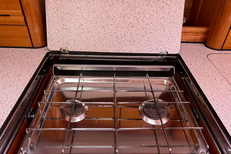 Slide: The Image of Stove in Bavaria 40 Vision yacht kitchen, 2008 model, with two burners and countertop. - 23