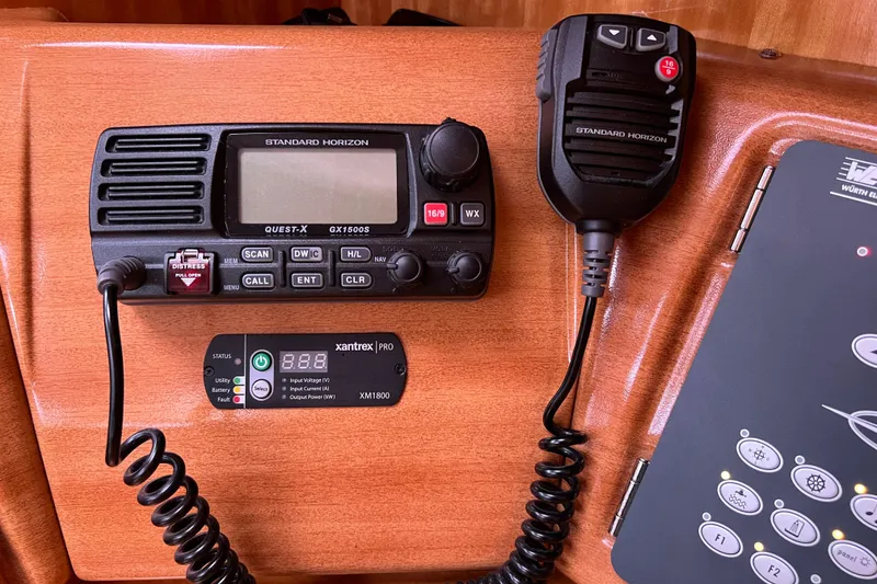 Slide: The Image of Standard Horizon radio and Xantrex Pro XM1800 panel on Bavaria 40 Vision, 2008 yacht. - 15
