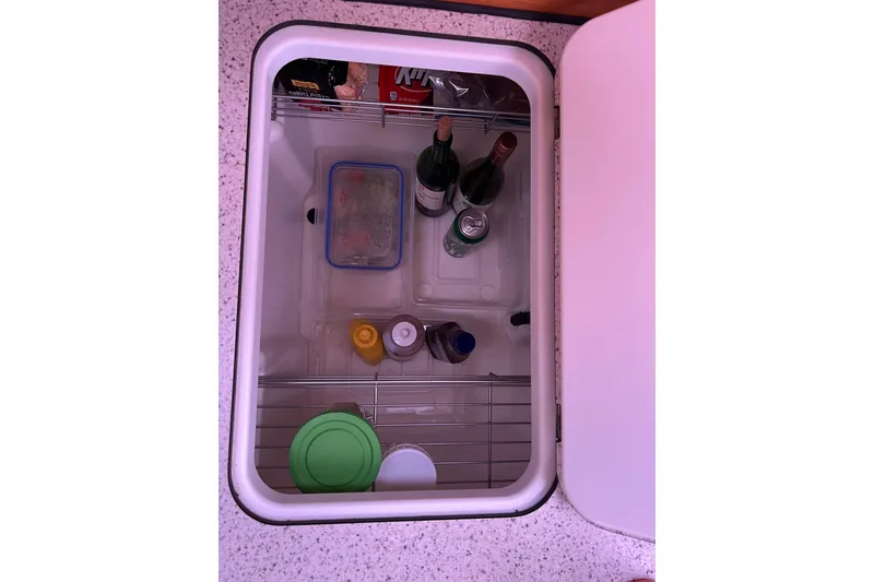Slide: The Image of Refrigerator inside Bavaria 40 Vision yacht, stocked with drinks and condiments, 2008 model. - 18