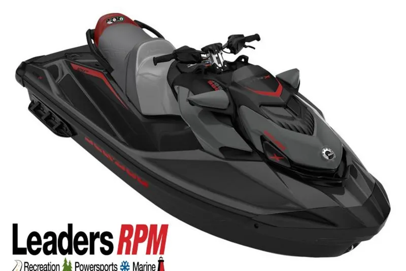 The Image of 2026 Sea-Doo GTR-X 300 jet ski in sleek black and red design. - 1