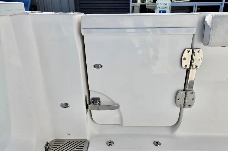 Slide: The Image of 2023 Sea Fox 328 Commander boat hatch with stainless steel hinges and latch. - 17