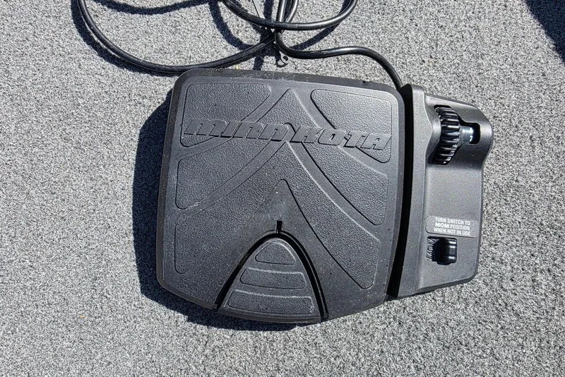 Slide: The Image of Minn Kota foot pedal on 2019 Tracker Targa V-18 WT boat deck. - 17