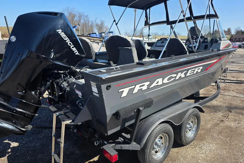 Slide: The Image of 2019 Tracker Targa V-18 WT boat with Mercury engine on trailer. - 5