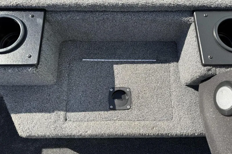 Slide: The Image of 2022 Tracker Pro Team 175 TXW Tournament Edition boat interior with carpeted storage area. - 10