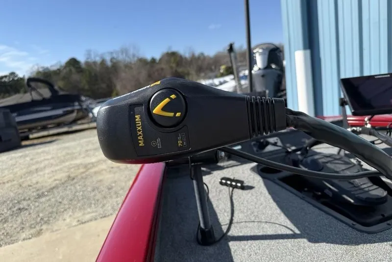 Slide: The Image of Close-up of Maxxum trolling motor on 2022 Tracker Pro Team 175 TXW boat. - 5