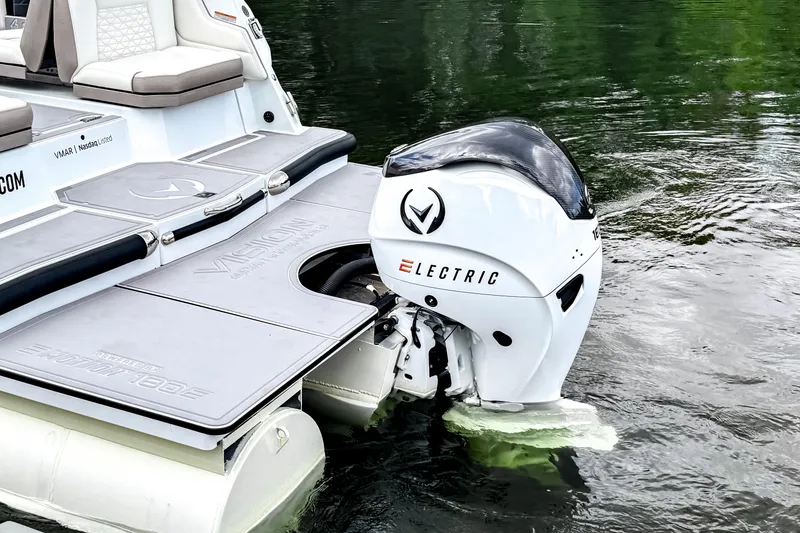 Slide: The Image of Ingenity EL 2026 electric boat motor on water, showcasing eco-friendly design. - 2