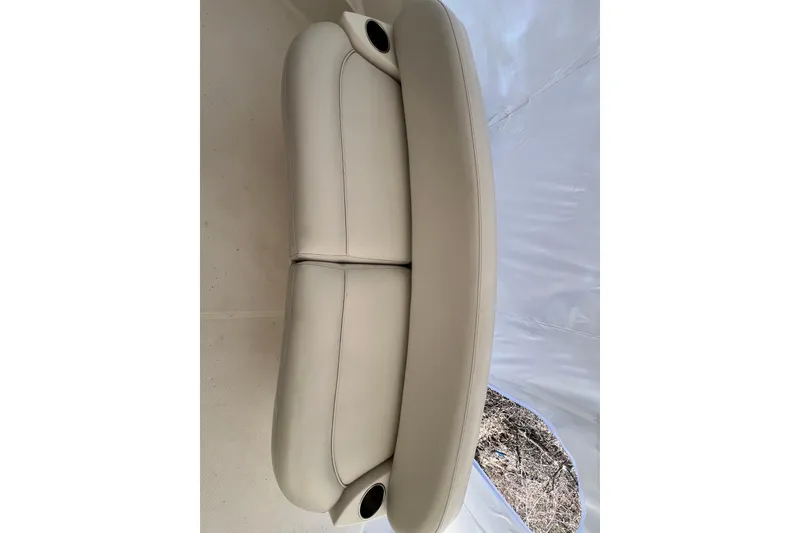 Slide: The Image of Beige leather seating on 2007 Meridian 391 Sedan boat, featuring integrated cup holders. - 29