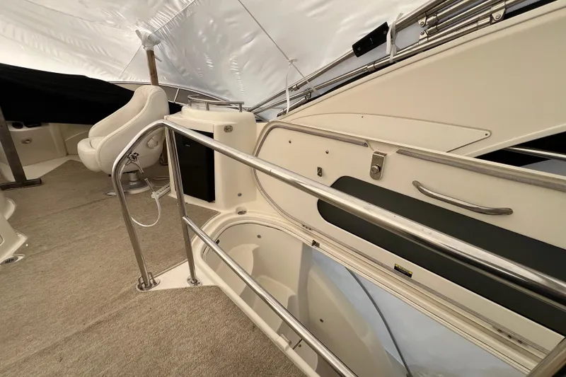 Slide: The Image of 2007 Meridian 391 Sedan interior with seating and railing, showcasing luxury yacht design. - 41