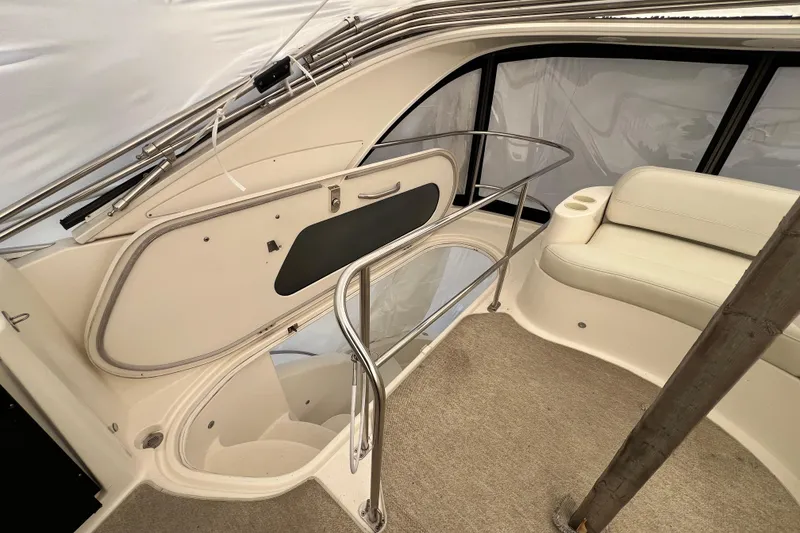 Slide: The Image of Interior of 2007 Meridian 391 Sedan yacht with seating and railing. - 51