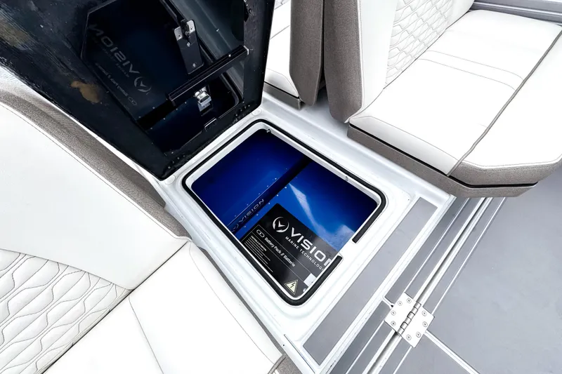 Slide: The Image of Ingenity EL 2026 boat battery compartment with Vision Marine Technology battery pack. - 11