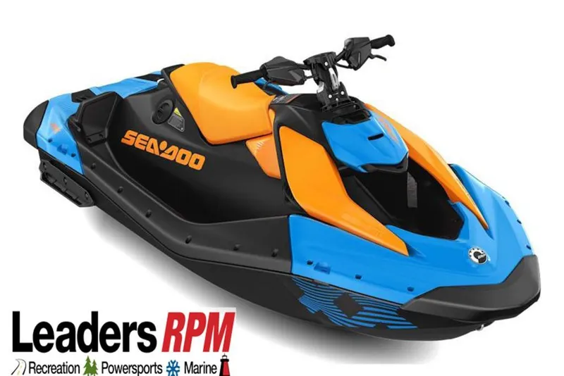 The Image of 2026 Sea-Doo Spark Trixx for 1, vibrant blue and orange design, Leaders RPM logo. - 1