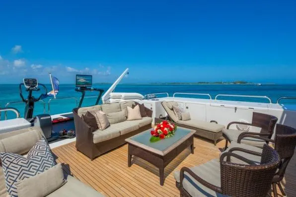 Slide: The Image of Luxurious 1988 Van Mill Custom yacht deck with elegant seating and ocean view. - 25