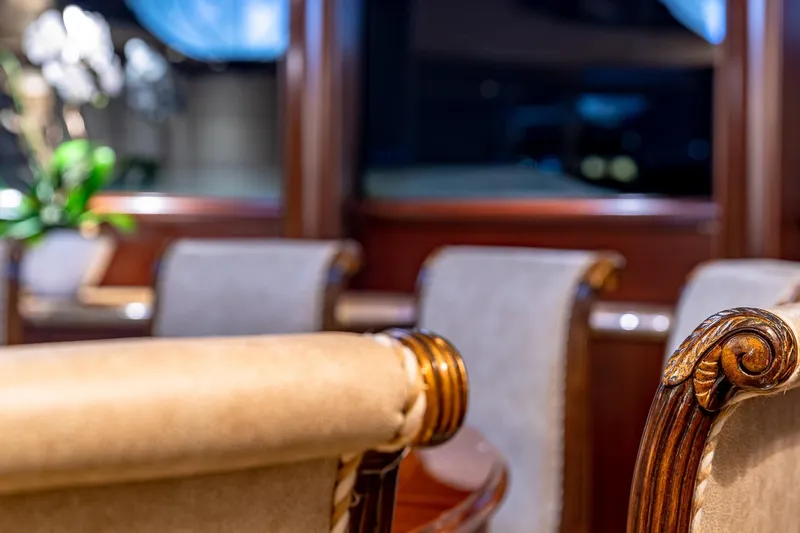 Slide: The Image of Luxurious interior of 1988 Van Mill Custom yacht with elegant wooden furniture. - 46