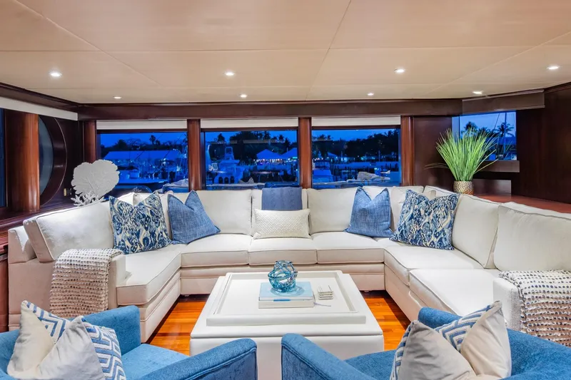 Slide: The Image of Luxurious 1988 Van Mill Custom yacht interior with elegant seating and nautical decor. - 49