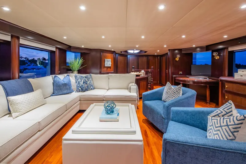 Slide: The Image of Luxurious 1988 Van Mill Custom yacht interior with elegant seating and modern decor. - 50