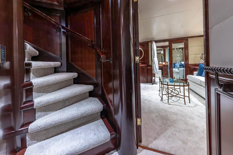 Slide: The Image of Luxurious 1988 Van Mill Custom yacht interior with elegant staircase and plush living area. - 52