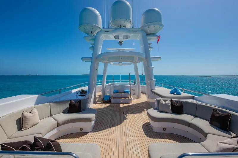 Slide: The Image of Luxurious 1988 Van Mill Custom yacht deck with elegant seating and ocean view. - 89