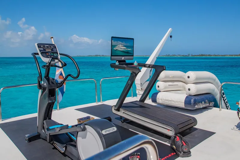 Slide: The Image of Outdoor gym on a 1988 Van Mill Custom yacht with ocean view. - 94