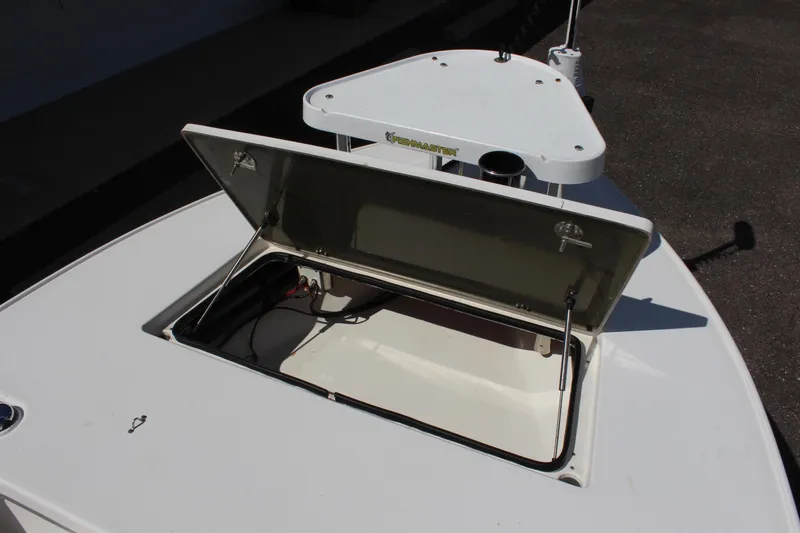Slide: The Image of Open storage compartment on 2017 Sterling TR7 boat deck. - 20