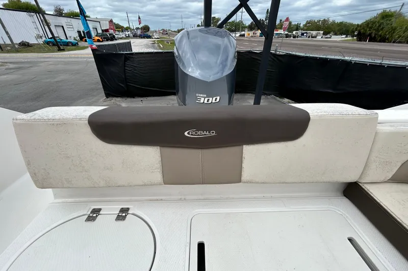 Slide: The Image of 2019 Robalo R242 Explorer boat interior with Yamaha 300 engine. - 48