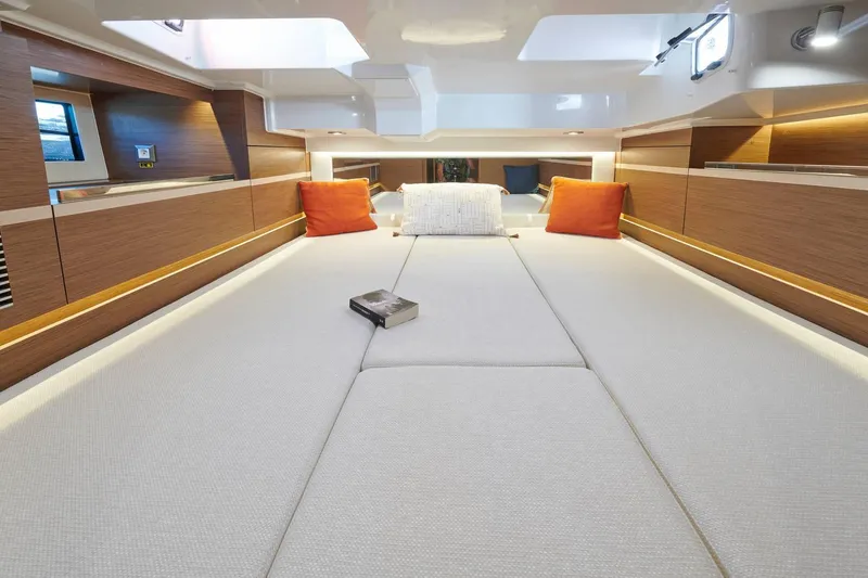 Slide: The Image of Interior of 2027 Jeanneau Leader 10.5 WA with cozy bed. - 8