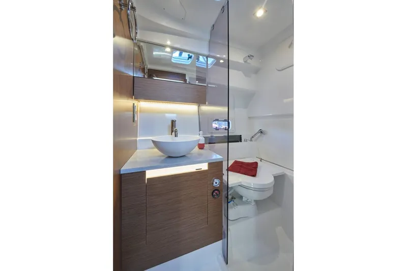Slide: The Image of Modern bathroom on Jeanneau Leader 10.5 WA 2027 yacht. - 9