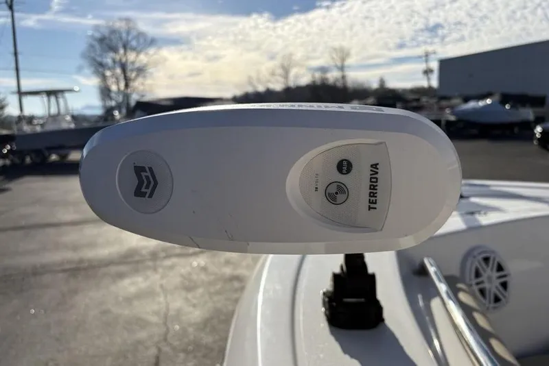 Slide: The Image of 2018 Tidewater 210 LXF boat with Terrova motor, outdoor setting, clear sky. - 13