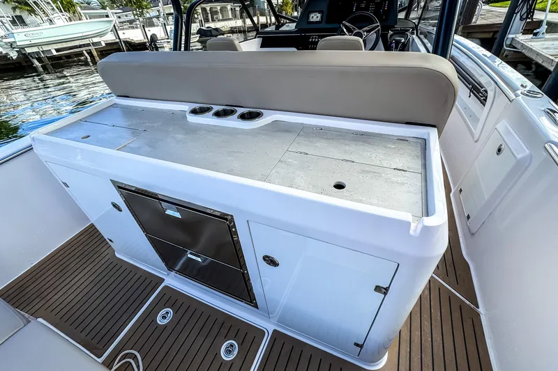 Slide: The Image of Interior of a 2025 STERK 31 boat with modern amenities. - 8