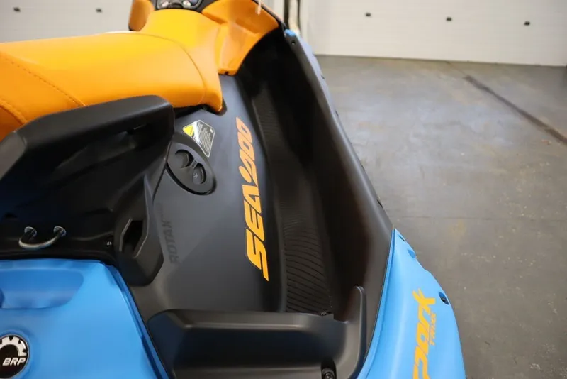 Slide: The Image of 2026 Sea-Doo Spark Trixx for 3, close-up of seat and branding. - 18