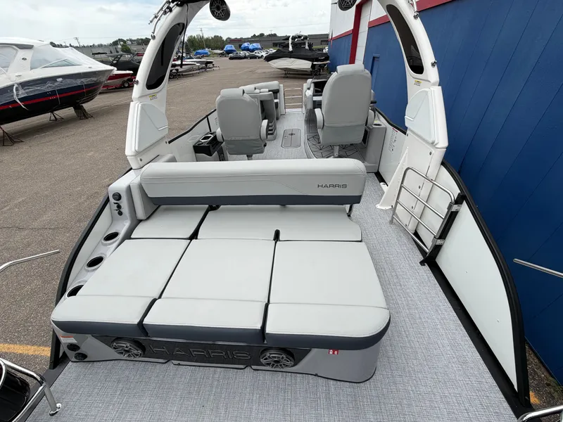Slide: The Image of 2026 Harris Grand Mariner 230, luxurious pontoon boat interior. - 11