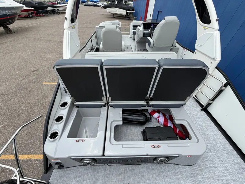 Slide: The Image of Harris Grand Mariner 230 boat 2026 with storage and seating. - 12