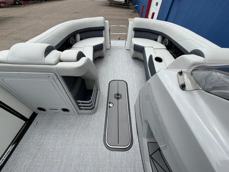 Slide: The Image of Interior of the 2026 Harris Grand Mariner 230 pontoon boat. - 28