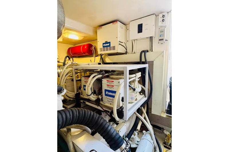 Slide: The Image of Engine room of 2004 Viking 45 Convertible yacht with Cruisair systems. - 15