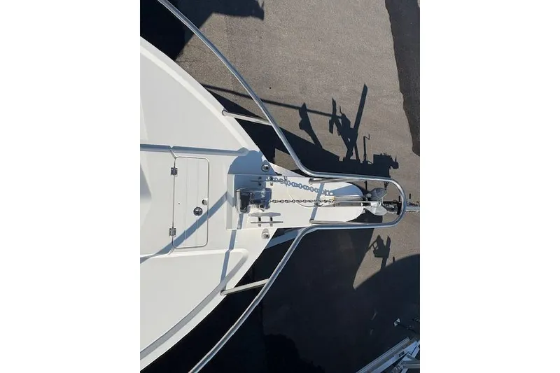 Slide: The Image of Top view of 2019 Parker 2520 XLD Sport Cabin boat's bow with anchor chain. - 22