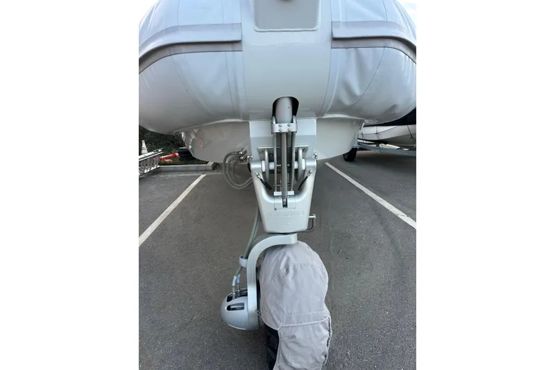 Slide: The Image of Sealegs 9m Amphibious RIB 2020, showcasing retractable wheel mechanism on pavement. - 8