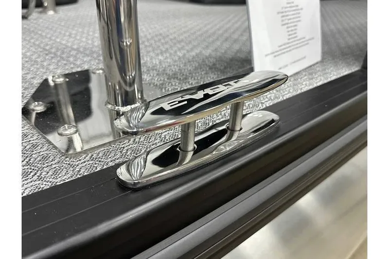 Slide: The Image of Chrome cleat on Evotti 723CS boat, 2026 model, with textured surface. - 10
