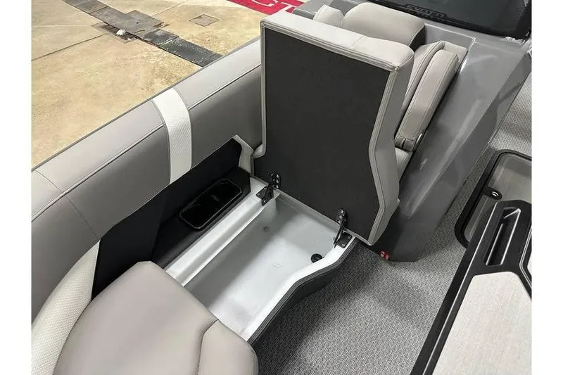 Slide: The Image of 2026 Evotti 723CS boat interior with foldable seat and storage compartment. - 20