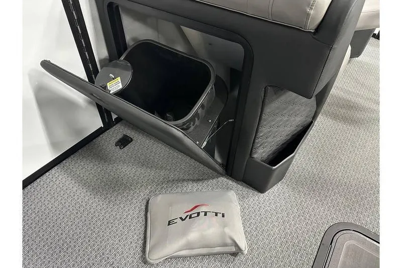Slide: The Image of Interior of 2026 Evotti 723CS with storage compartment and branded cushion. - 27
