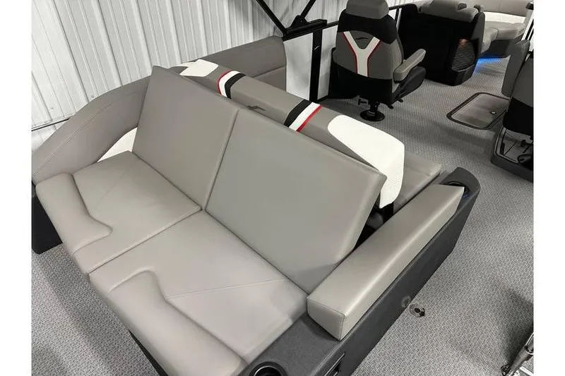 Slide: The Image of Interior of 2026 Evotti 723CS boat with modern seating and sleek design. - 48