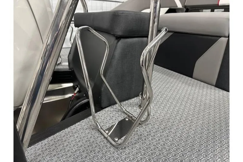 Slide: The Image of Stainless steel cup holder on Evotti 723CS boat, 2026 model, with gray seating. - 56